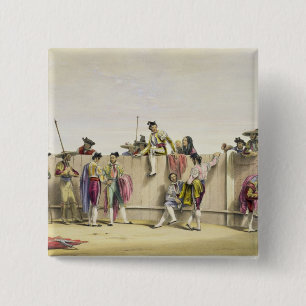 Toreros Reposing between the Bulls, 1865 (colour l 15 Cm Square Badge