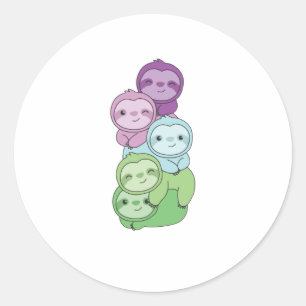 Toric Flag Pride Lgbtq Cute Sloth Pile Classic Round Sticker