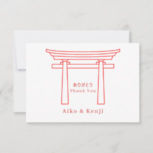 Torii Gate Bilingual Japanese English Wedding Thank You Card