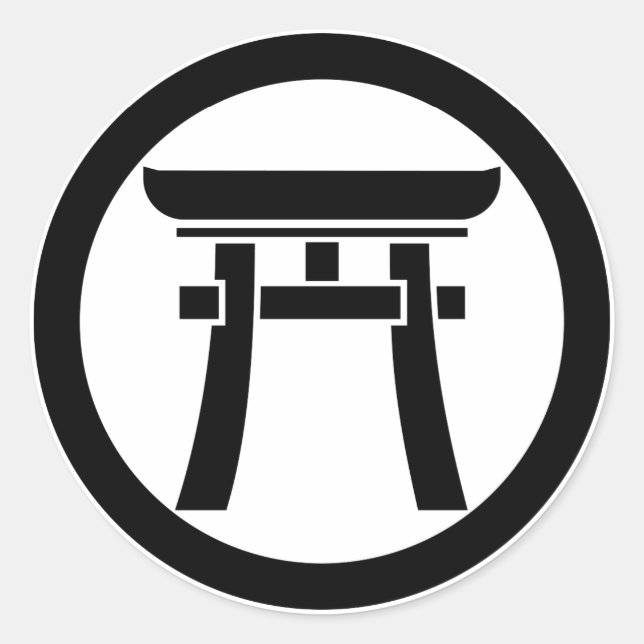 Torii gate on the middle wheel classic round sticker (Front)