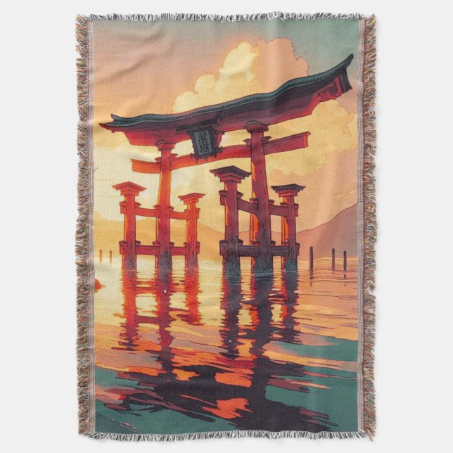 Torii of the Rising Light Throw Blanket (Front Vertical)