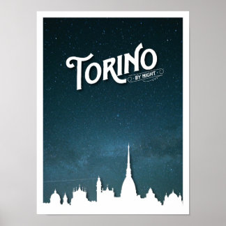 Torino by night skyline - Poster