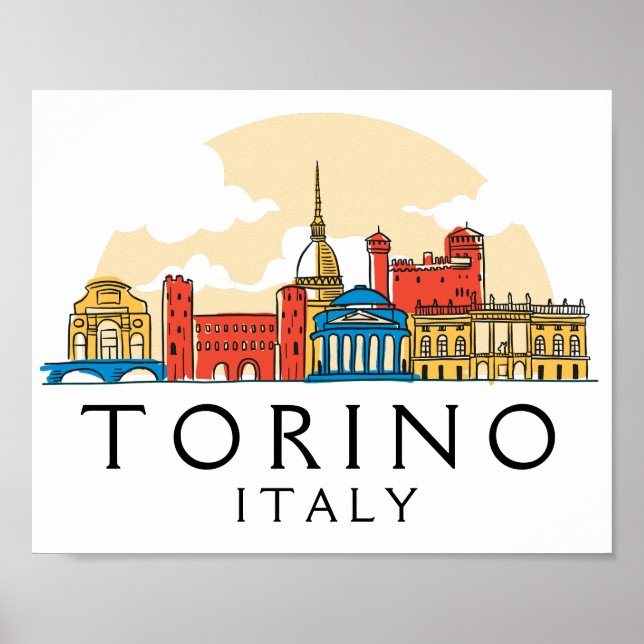 Torino Italy Vintage Cityscape  Poster (Front)