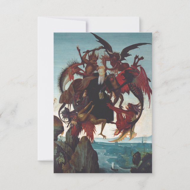 Torment of St. Anthony by Michelangelo Holy Card (Front)