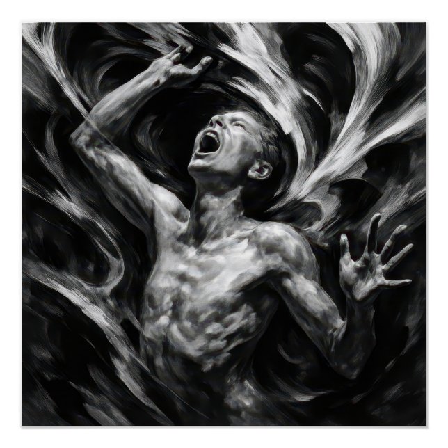 Tormented Man With Smoke Tendrils Poster (Front)