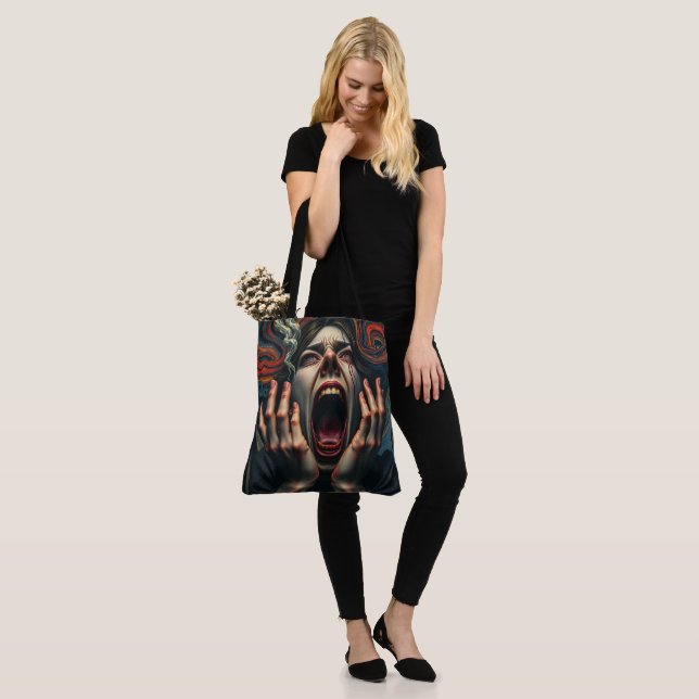 Tormented Woman Haunting Scream All-Over-Print Tote Bag (On Model)
