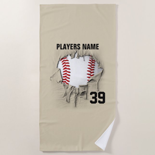 Torn Baseball Beach Towel (Front)