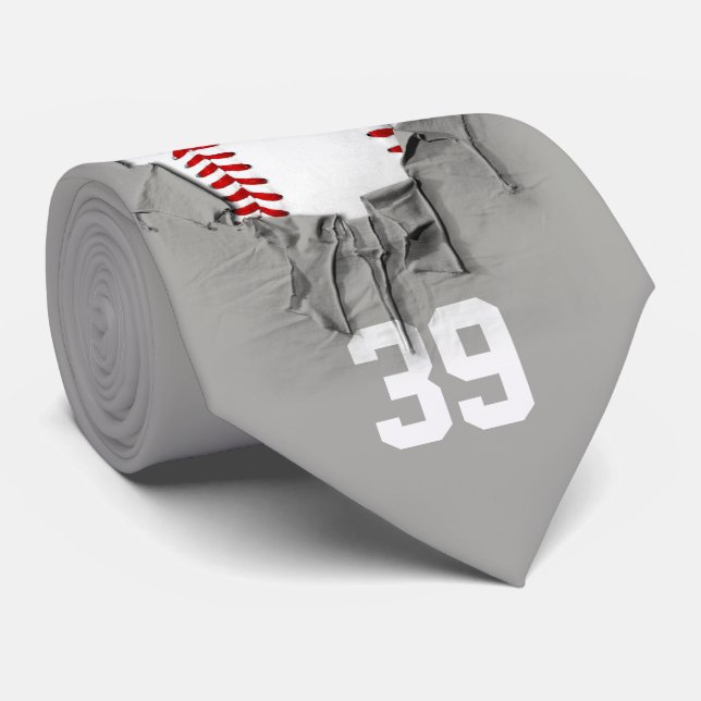 Torn Baseball (dark/personalised) Neck Tie (Rolled)
