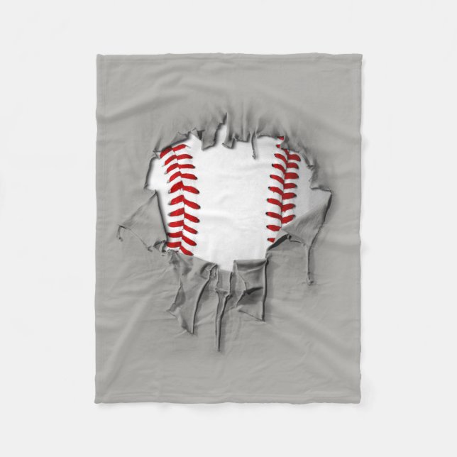 Torn Baseball Fleece Blanket (Front)