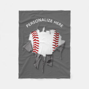 Torn Baseball Fleece Blanket