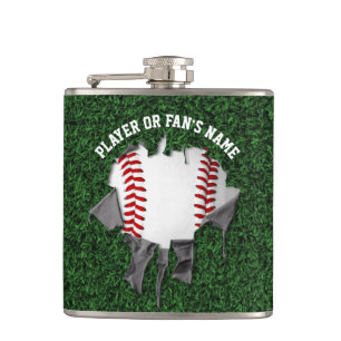 Torn Baseball Hip Flask