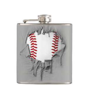 Torn Baseball Hip Flask