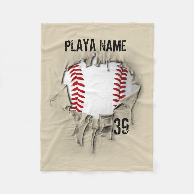 Torn Baseball (personalised) Fleece Blanket (Front)