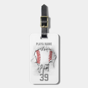 Torn Baseball (white personalised) Luggage Tag