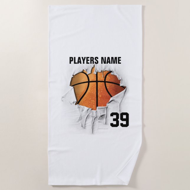 Torn Basketball Beach Towel (Front)