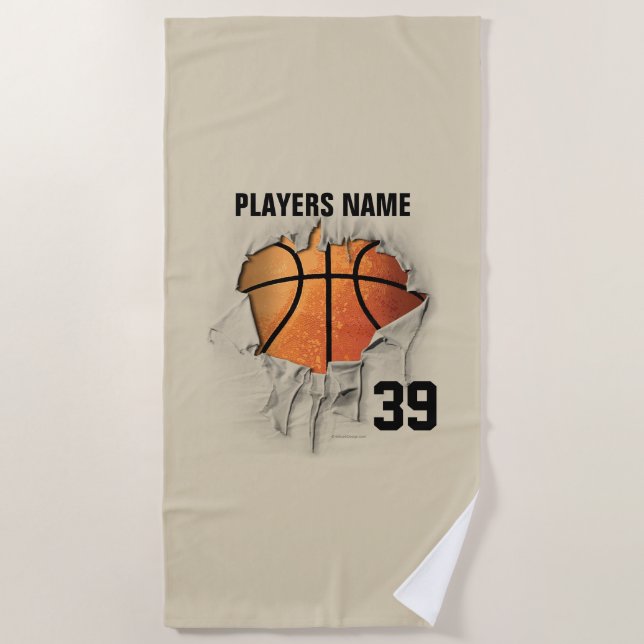 Torn Basketball Beach Towel (Front)