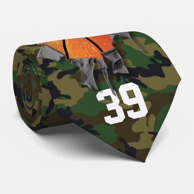 Torn Basketball (camo/personalised) Neck Tie (Rolled)