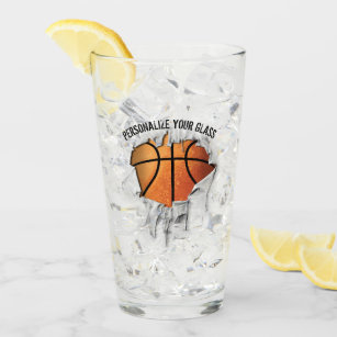 Torn Basketball (Personalised) Glass