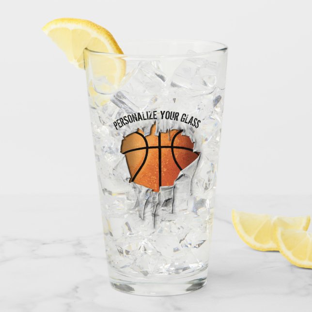 Torn Basketball (Personalised) Glass (Front Ice)
