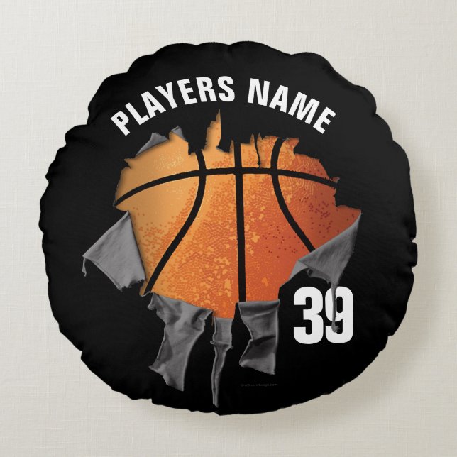 Torn Basketball Round Cushion (Front)