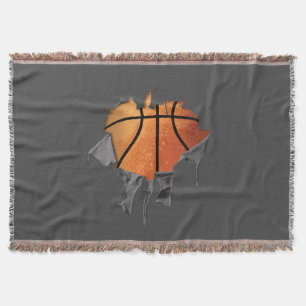 Torn Basketball Throw Blanket