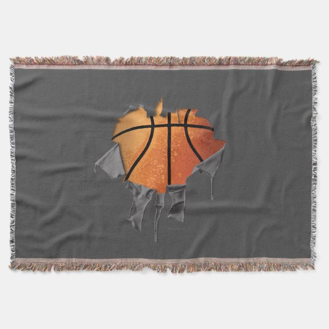 Torn Basketball Throw Blanket (Front)