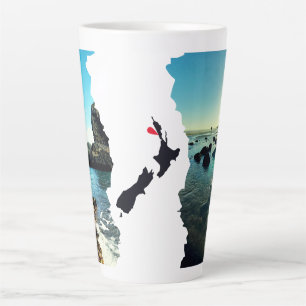 Torn Beach Collage New Zealand Location Pin Latte Mug