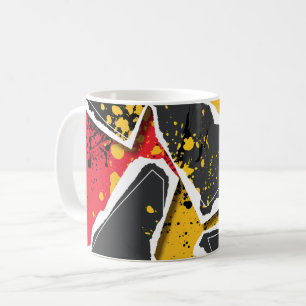 Torn Black Paper Layers on Red & Yellow Background Coffee Mug