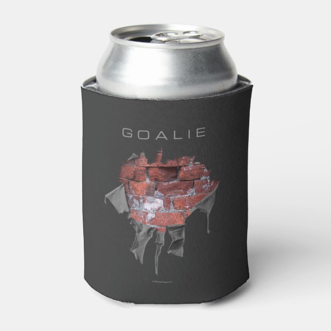 Torn Brick Wall Goalie (Hockey) Can Cooler (Can Front)