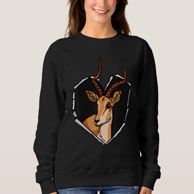 Torn Cloth Antelope Face Torn Hole Heart Antelope  Sweatshirt (Front)