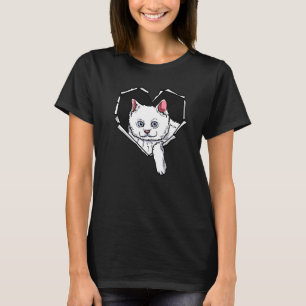Torn Cloth Cat Face Torn Hole Heart Cat Face 3 T-Shirt