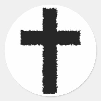torn cross classic round sticker