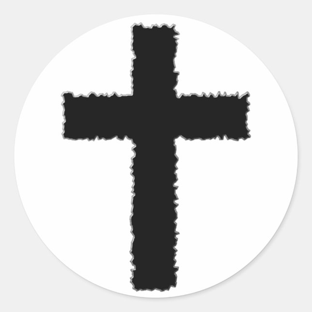 torn cross classic round sticker (Front)