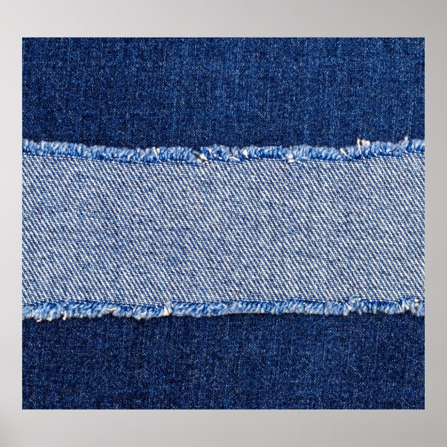 Torn denim: blue jeans fabric. poster (Front)