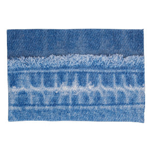 Torn Denim: Double Blue Jeans Frame Pillowcase