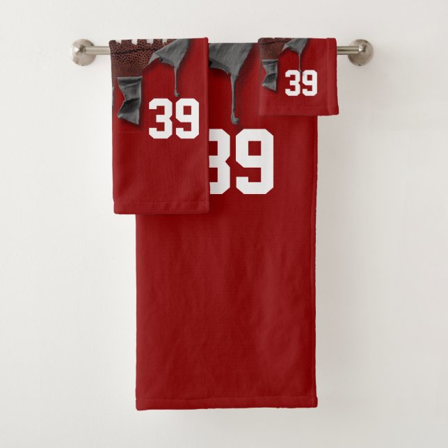 Torn Football Bath Towel Set (Insitu)