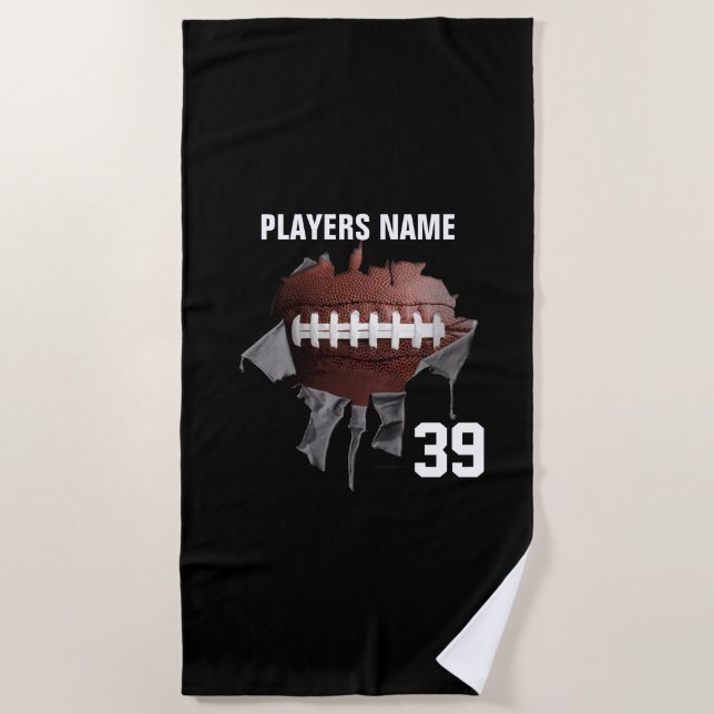 Torn Football Beach Towel (Front)