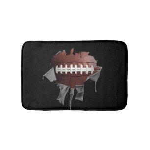 Torn Football Black Bath Mat