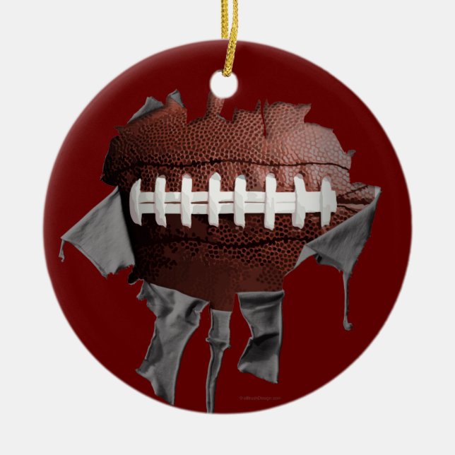 Torn Football Ceramic Ornament (Front)