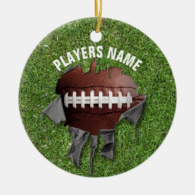 Torn Football Ceramic Ornament (Front)