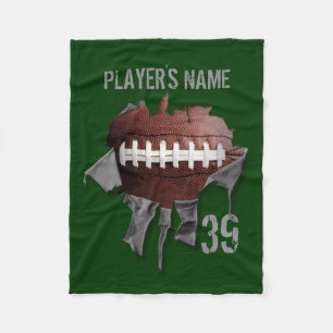 Torn Football Personalised Black Fleece Blanket