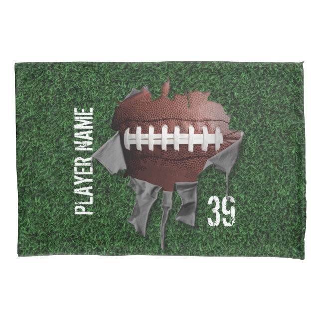 Torn Football Personalised Dark Pillowcase (Front)