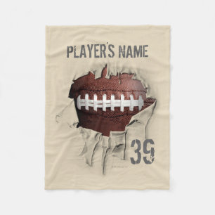 Torn Football Personalised White Fleece Blanket