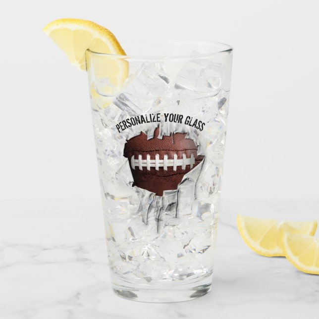 Torn Football (Personalized) Glass (Front Ice)