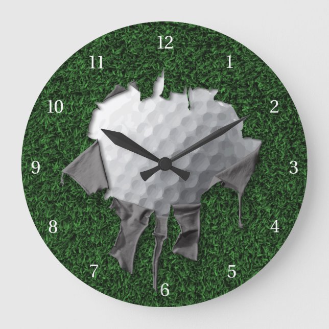 Torn Golf Ball Large Clock (Front)