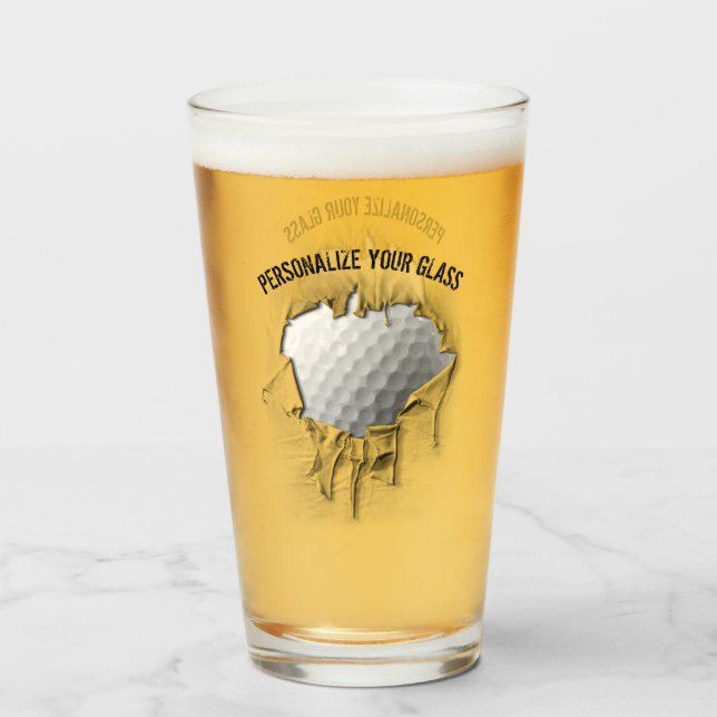 Torn Golf Ball (Personalised) Glass (Front Filled)