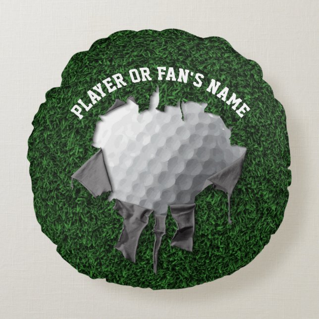 Torn Golf Ball Round Pillow (Front)