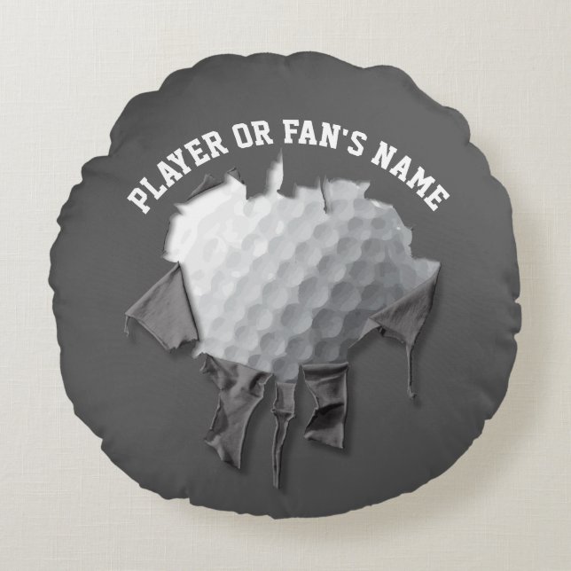 Torn Golf Ball Round Pillow (Front)