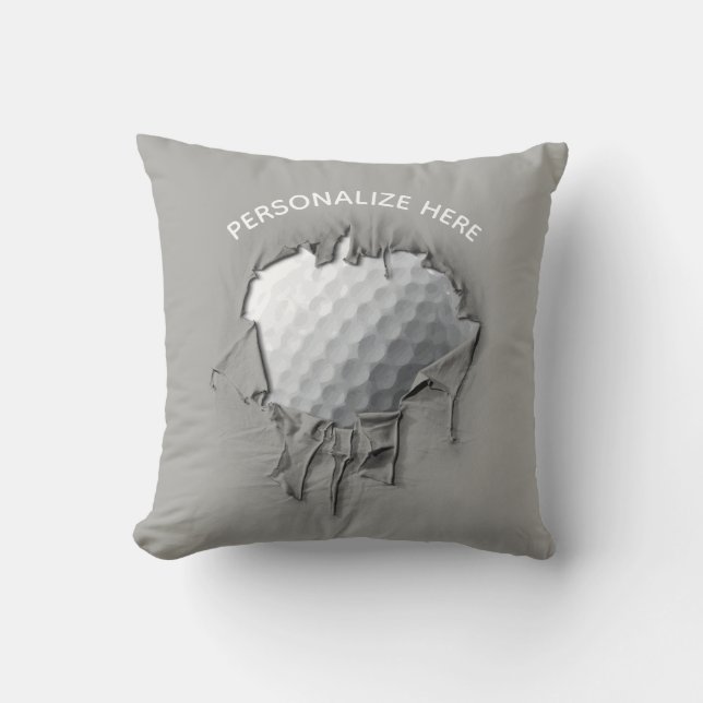 Torn Golf Ball Throw Pillow (Front)
