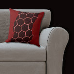 Torn Modern Red, Black Honeycomb Pattern Cushion<br><div class="desc">The torn modern red, black honeycomb pattern throw pillow is part of the - Red Wall Art and Home Decor - collection. The surface pattern allows colour customisation. Follow the - Edit with Design Tool - link to select a fill colour and the shapes and pattern coloration to create a...</div>